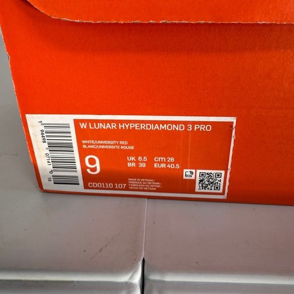 Nike Lunar Hyperdiamond 3 Pro Sz 9 Pro Woman's Softball White Red CD0110 107 - Picture 6 of 7